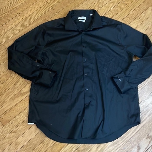 CALVIN KLEIN infinite non iron slim fit black button down shirt mens size 18.5 - Picture 7 of 7